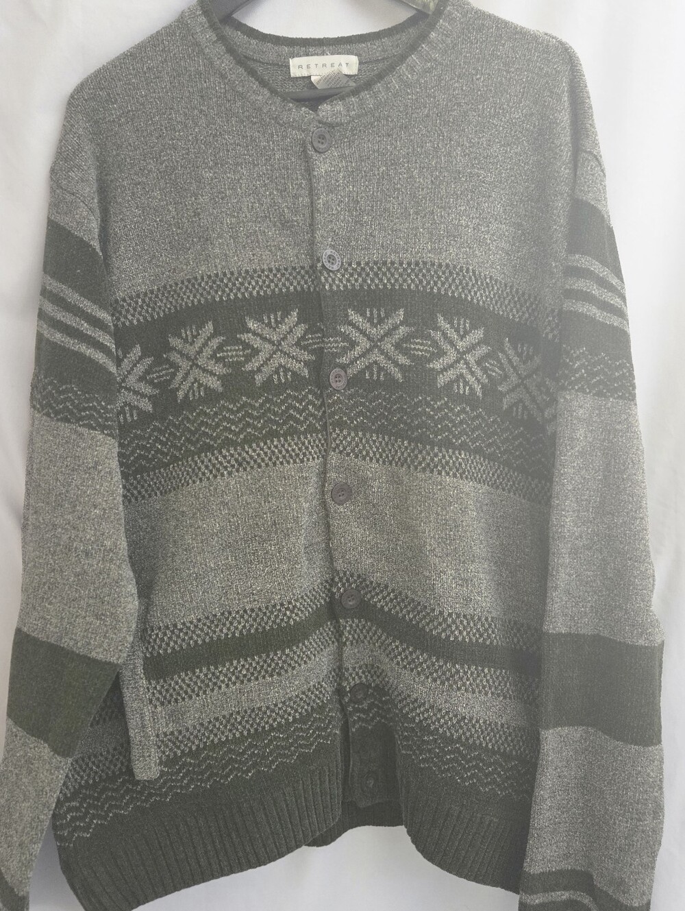 Men's Patterned Button-Up Sweater